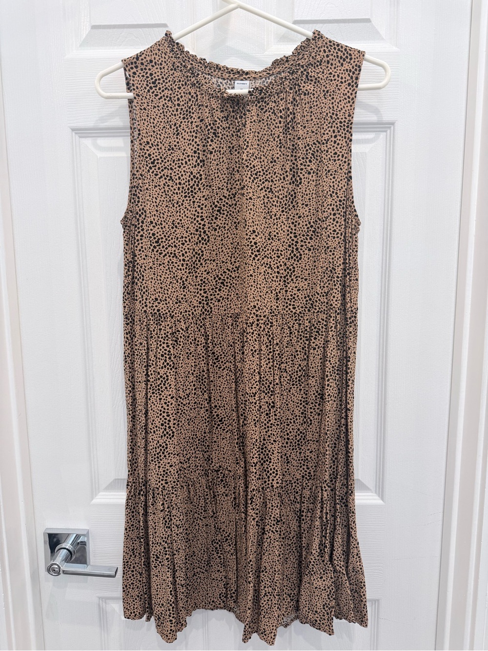 Old Navy Black and Tan Leopard-Print Sleeveless Dress